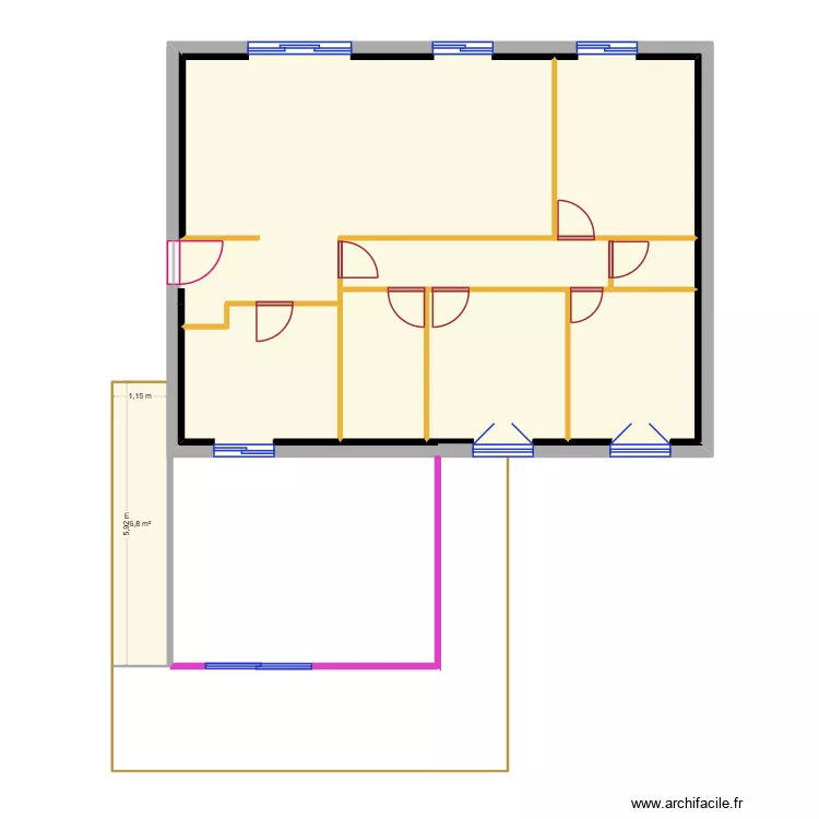 Maison Valveret. Plan de 5  et 108 m²