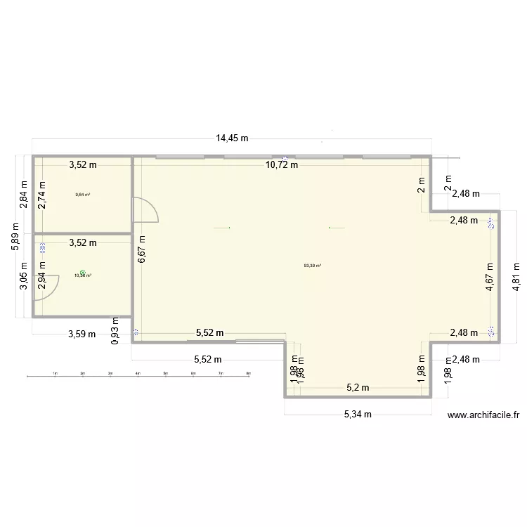 Plan salle Les Ormeaux. Plan de 3  et 113 m²