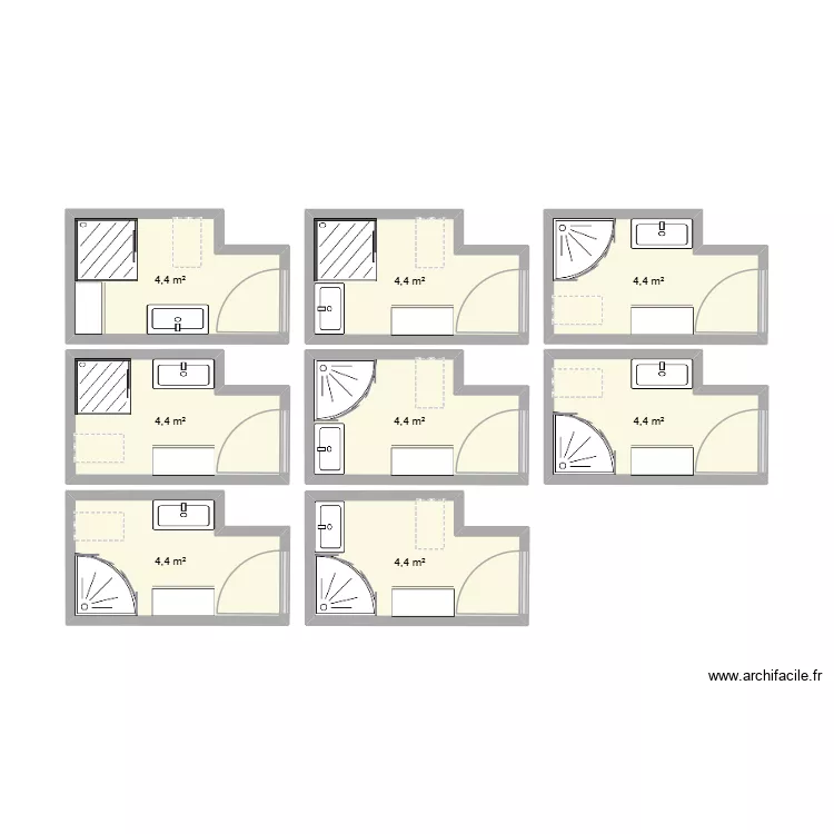 Salle de bain. Plan de 8  et 35 m²