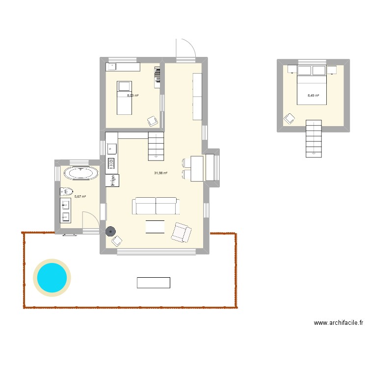 cabinet coastline. Plan de 4 pièces et 54 m2