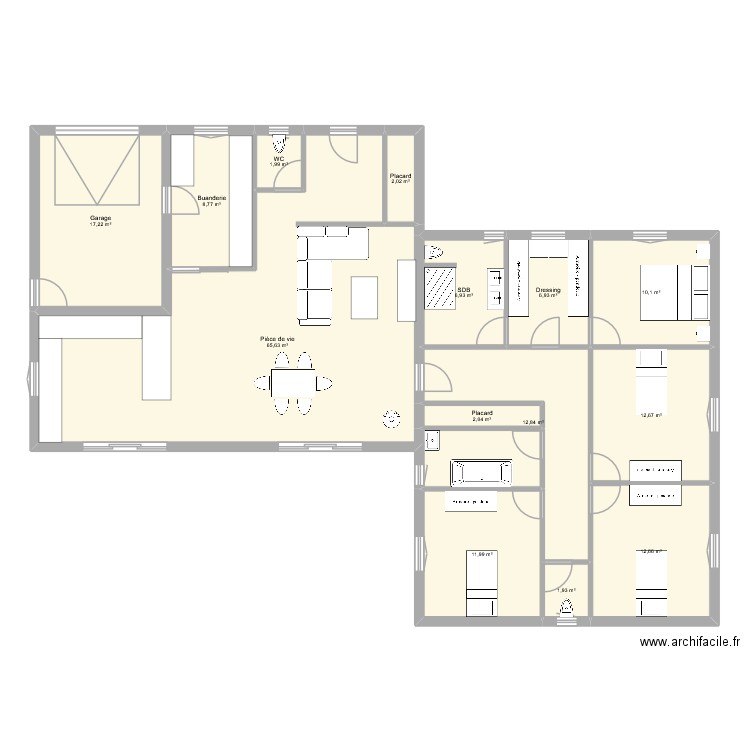 Maison 3. Plan de 14 pièces et 174 m2