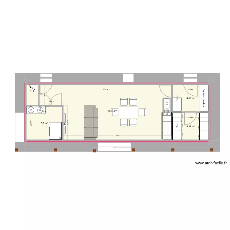 Atelier fini 1. Plan de 11  et 47 m²