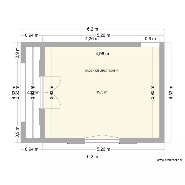 SALLE DE JEU / LOISIR 8. Plan de 2 Pièces et 22 m² SALLE DE JEU / LOISIR 8. Plan de 2 Pièces et 22 m²