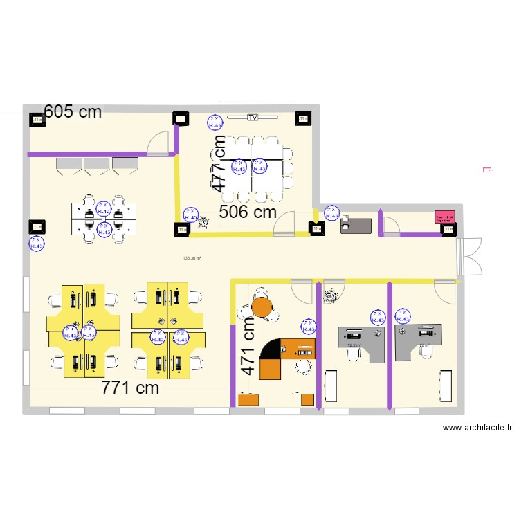 PROD EMBOUT VILLENEUVE LE ROI Bureau RJ 45. Plan de 9 pièces et 159 m2