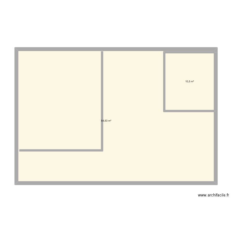 abc. Plan de 2 pièces et 95 m2