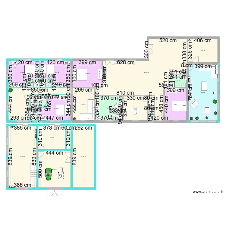 Angos2. Plan de 24 pièces et 340 m2