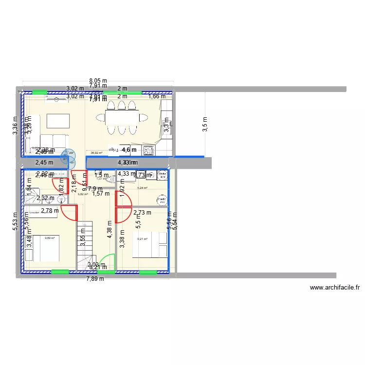 maisons le bois bautier. Plan de 9  et 68 m²