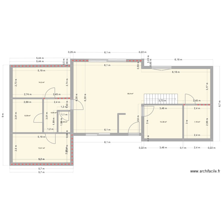 maison 2 rdc. Plan de 8 pièces et 119 m2