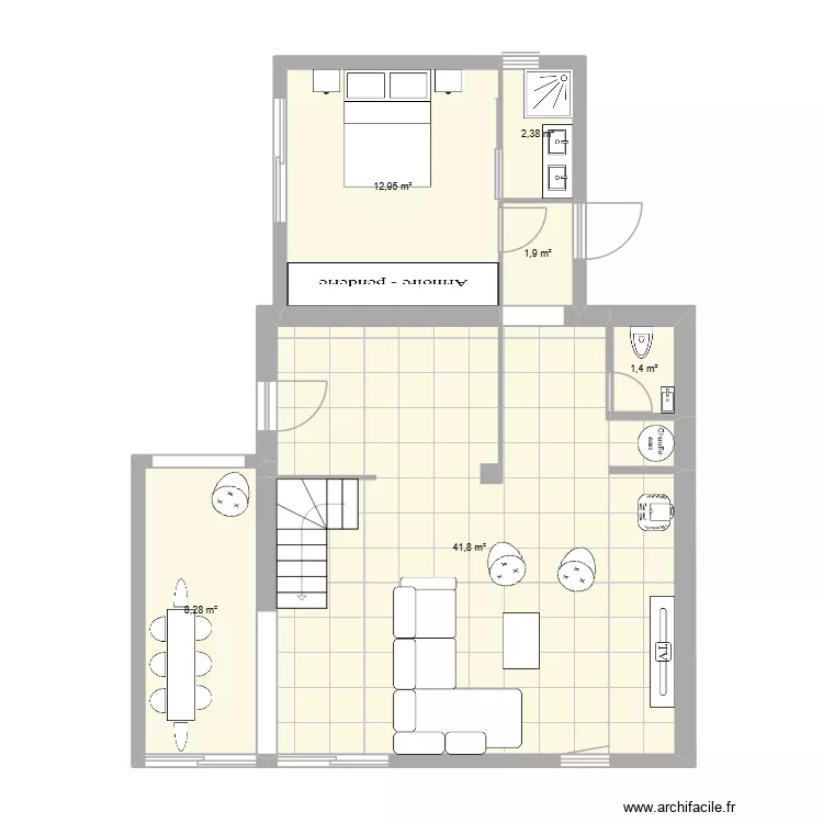 Projet d'agrandissement. Plan de 6  et 69 m²