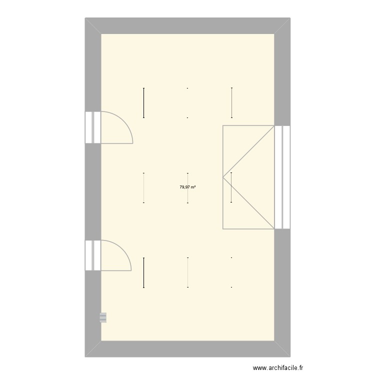 garage. Plan de 1 pièce et 80 m2