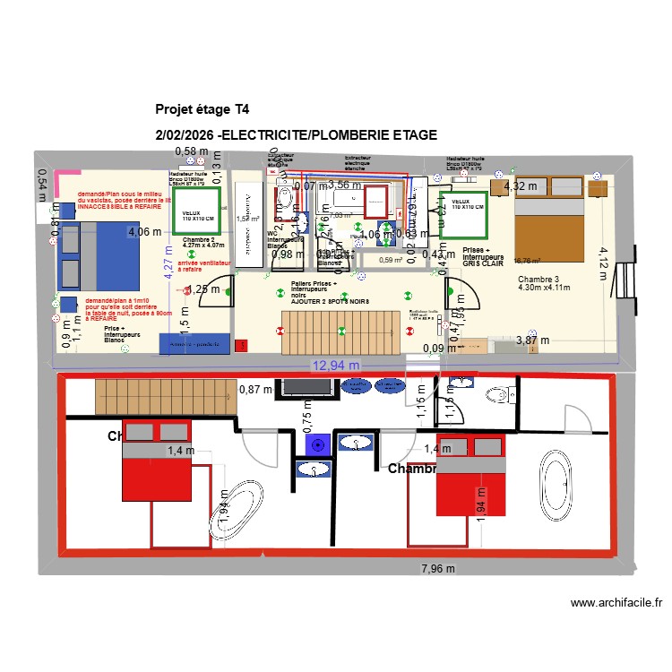 PLAN ARNAUD ETAGE 5 DECEMBRE 2025 electrique. Plan de 0 pièce et 0 m2
