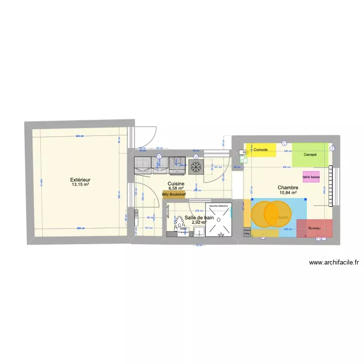 Bloup #1. Plan de 4 Pièces et 33 m²