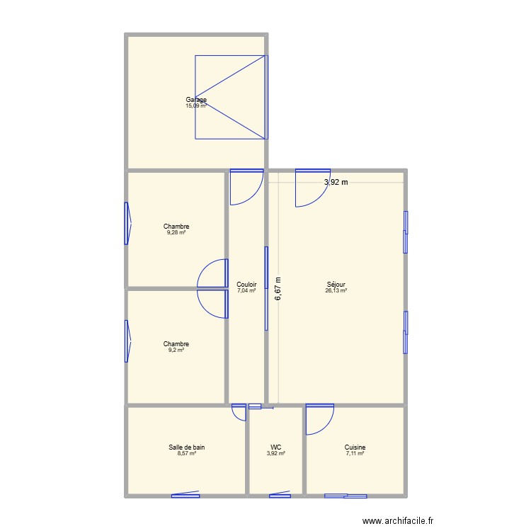 Plan maison. Plan de 8 pièces et 86 m2