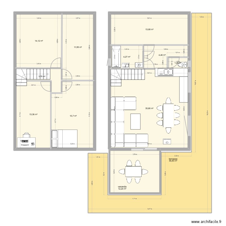 la grange2. Plan de 12 pièces et 177 m2