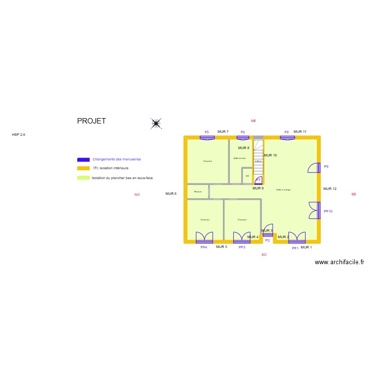 SORIN_ Projet. Plan de 8 pièces et 91 m2