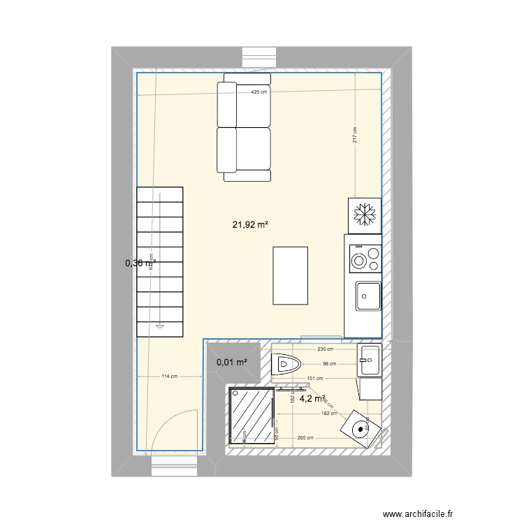 chavanne 3. Plan de 13 pièces et 37 m2