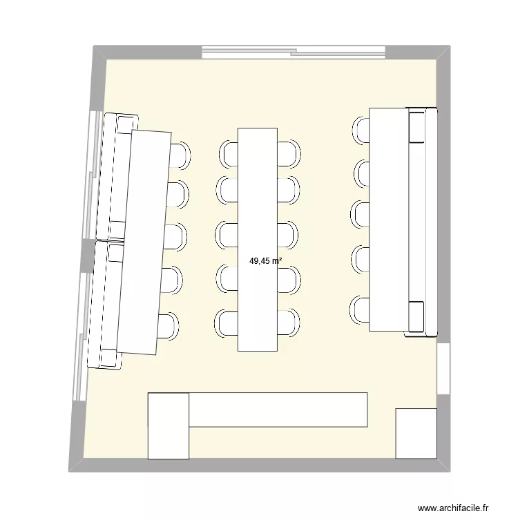 plan salle avant. Plan de 1  et 49 m²