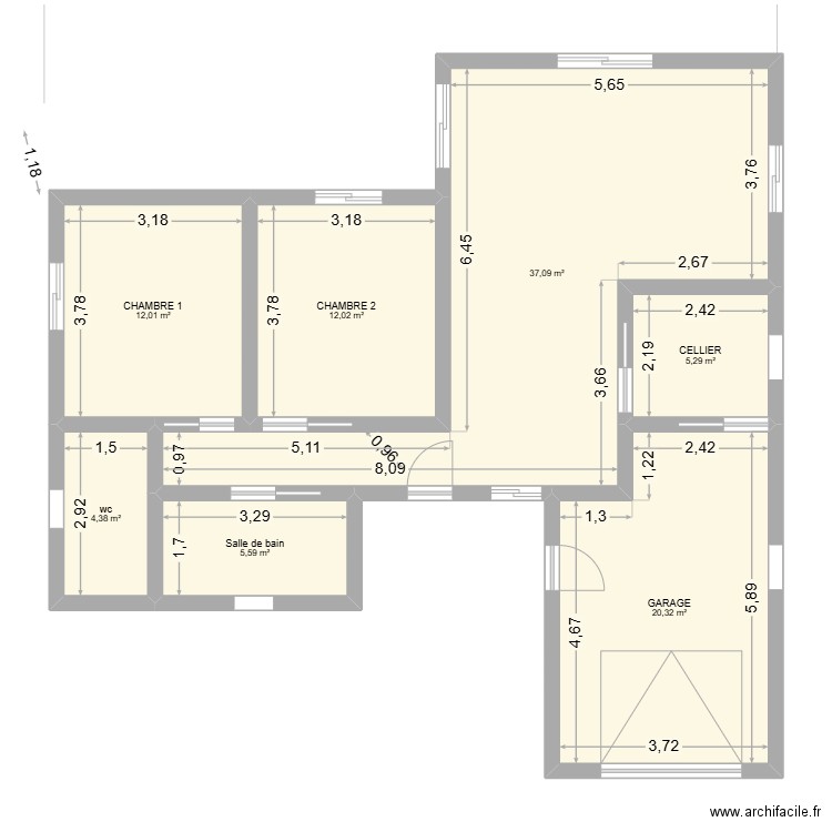 plan 1966. Plan de 7 pièces et 97 m2