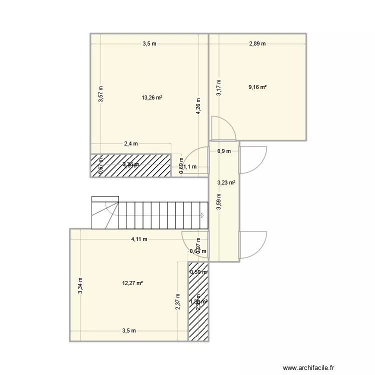 le du. Plan de 6  et 41 m²
