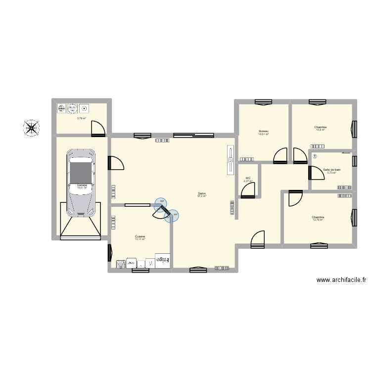 Maison Nino Landreau. Plan de 9 pièces et 137 m2