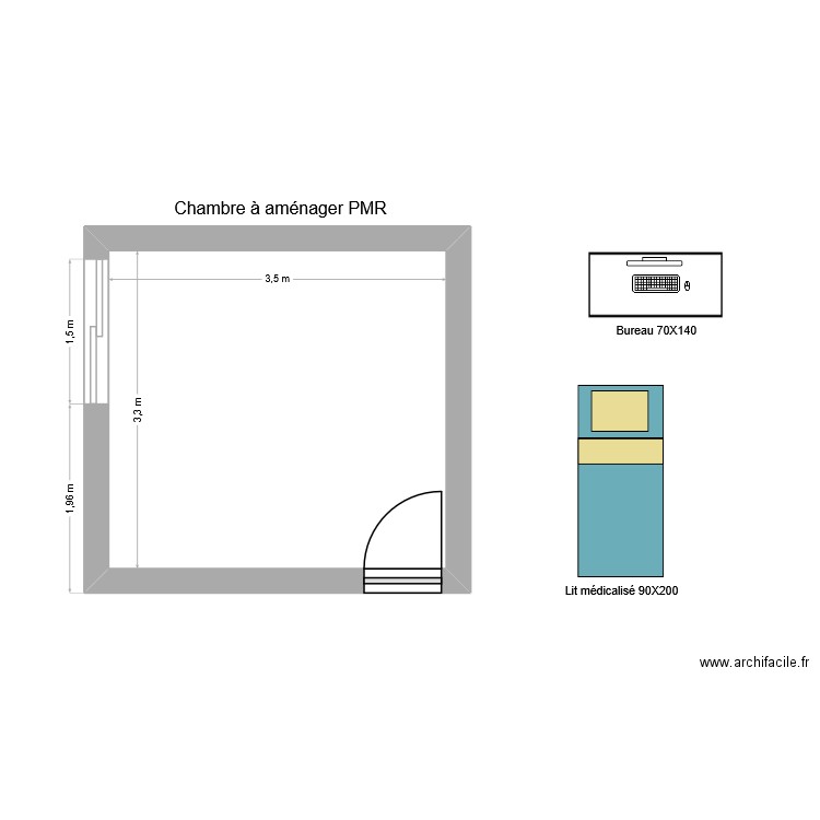 Chambre Julien. Plan de 1 pièce et 12 m2