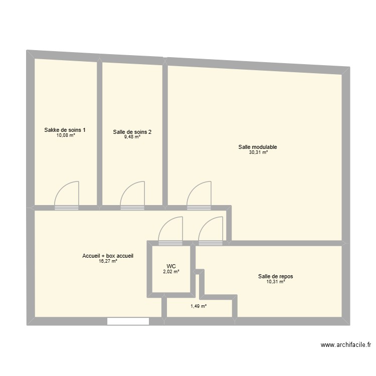 fffaa. Plan de 7 pièces et 80 m2