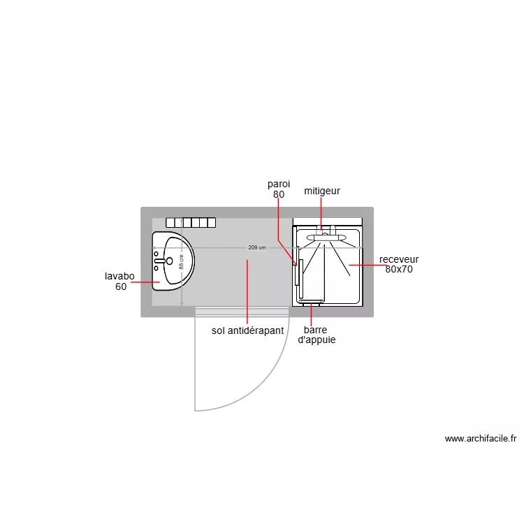 jubertie. Plan de 1 pièce et 2 m²