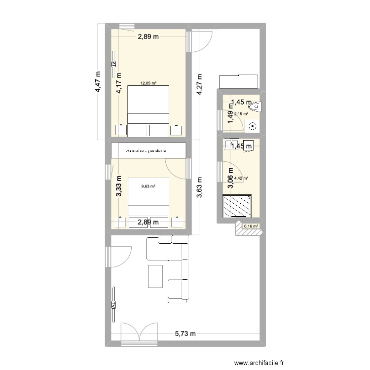 Test futur ?. Plan de 5 pièces et 28 m2