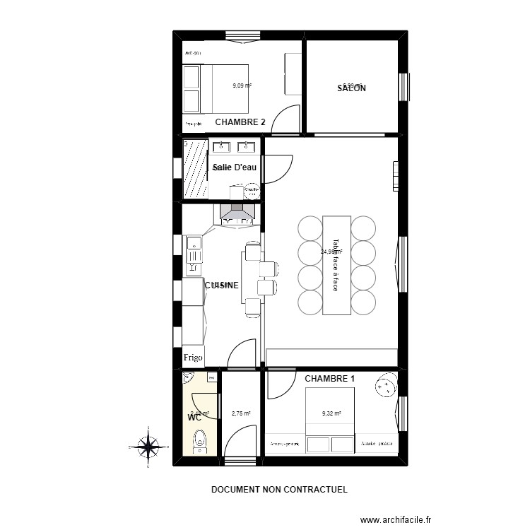 maison courseulles. Plan de 8 pièces et 70 m2