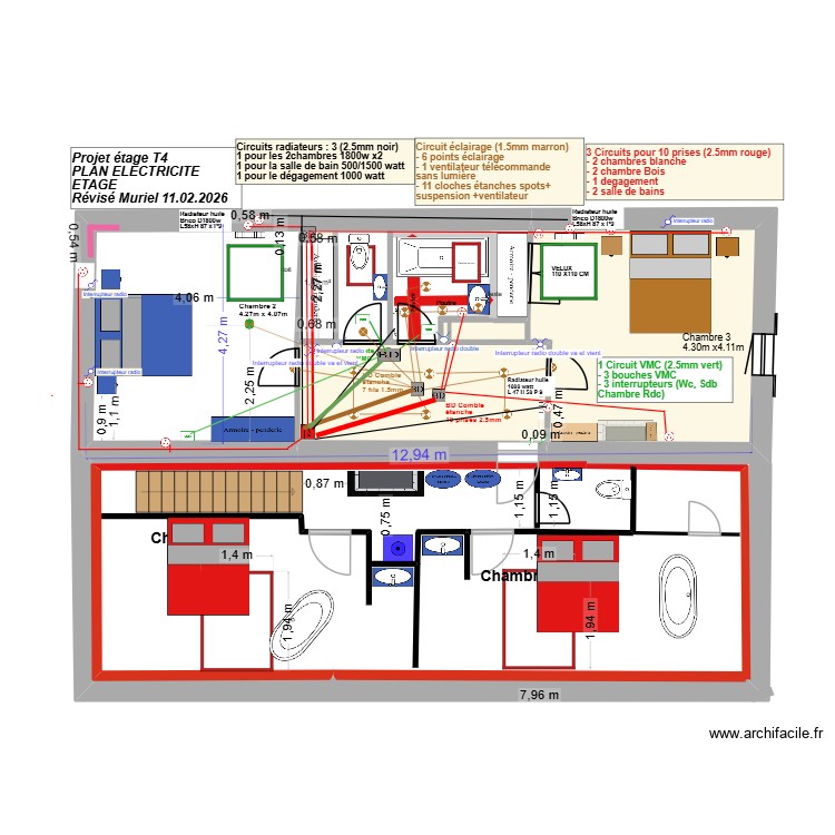 PLAN ARNAUD electrique r&eacute;vis&eacute; par Muriel 11 02 2026. Plan de 0 pièce et 0 m2