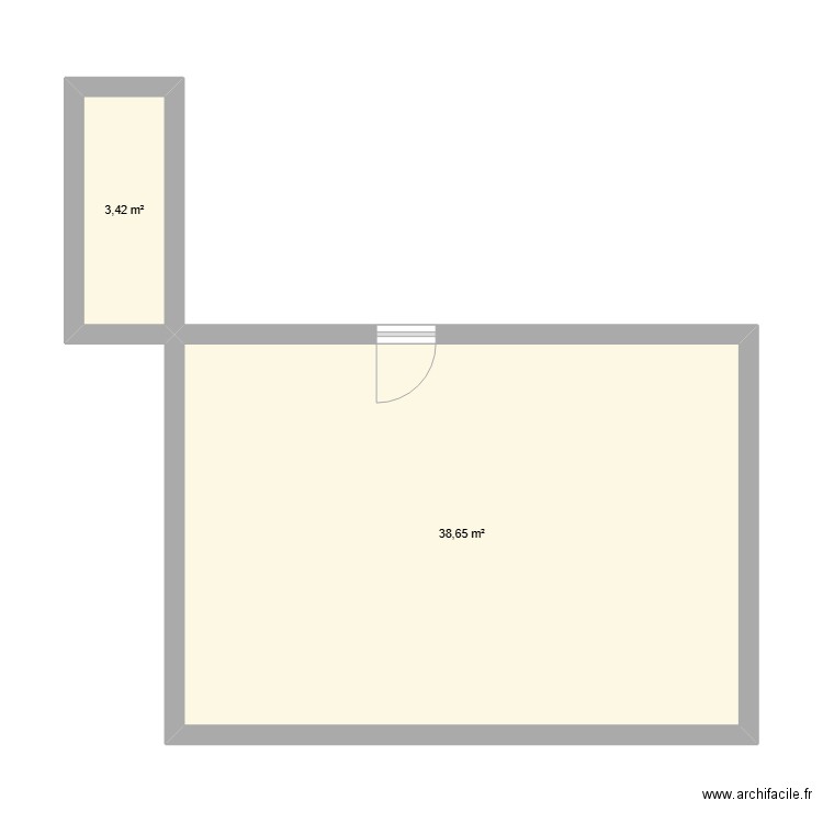 Maison. Plan de 2 pièces et 42 m2