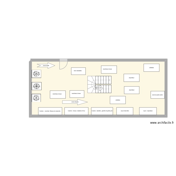 unité commerciale Darty. Plan de 1 pièce et 73 m2