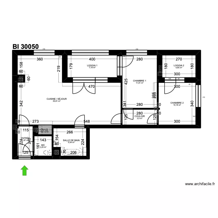 BI 30050. Plan de 13 pièces et 86 m² BI 30050. Plan de 13 pièces et 86 m²
