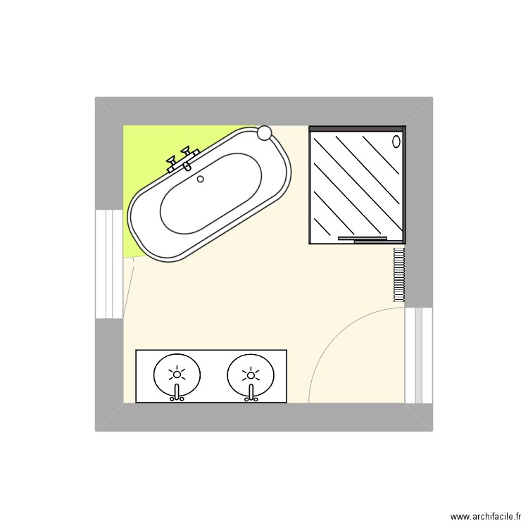 Sdb avec ilot. Plan de 0 pièce et 0 m2