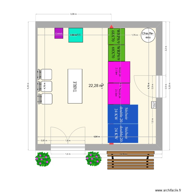 MENARD JIMMY. Plan de 1 pièce et 22 m2