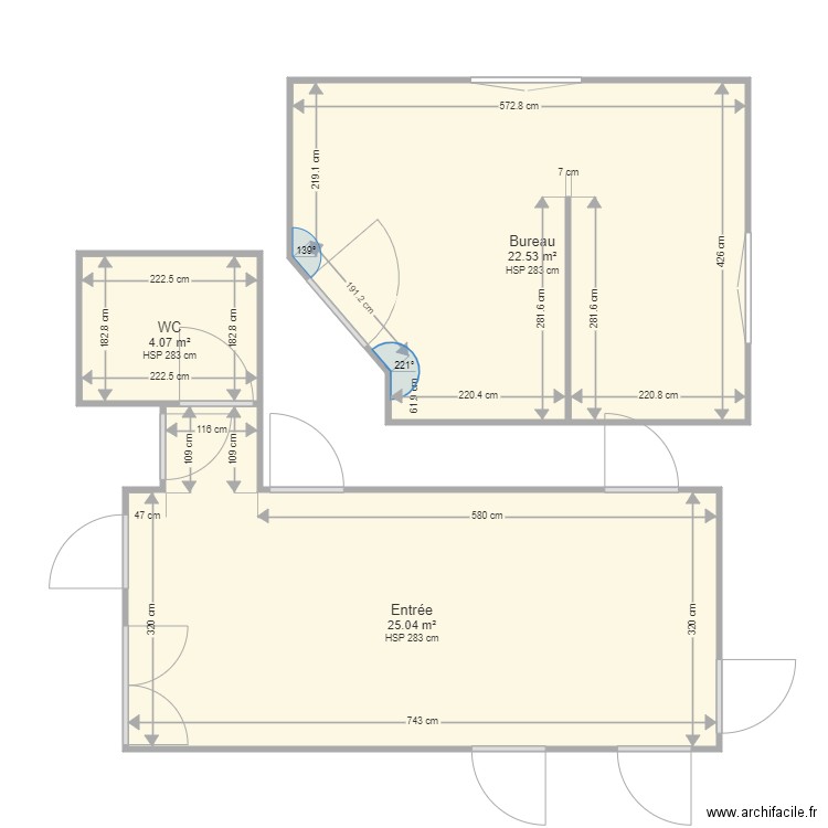 sci medicale. Plan de 3 pièces et 52 m2