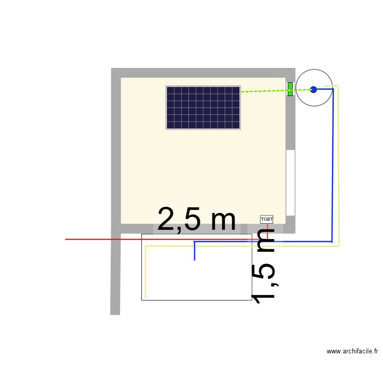 PROJET FONTAINE. Plan de 1 pièce et 12 m2