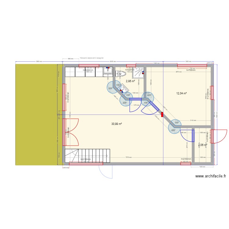ЕБ. Plan de 9 pièces et 94 m2