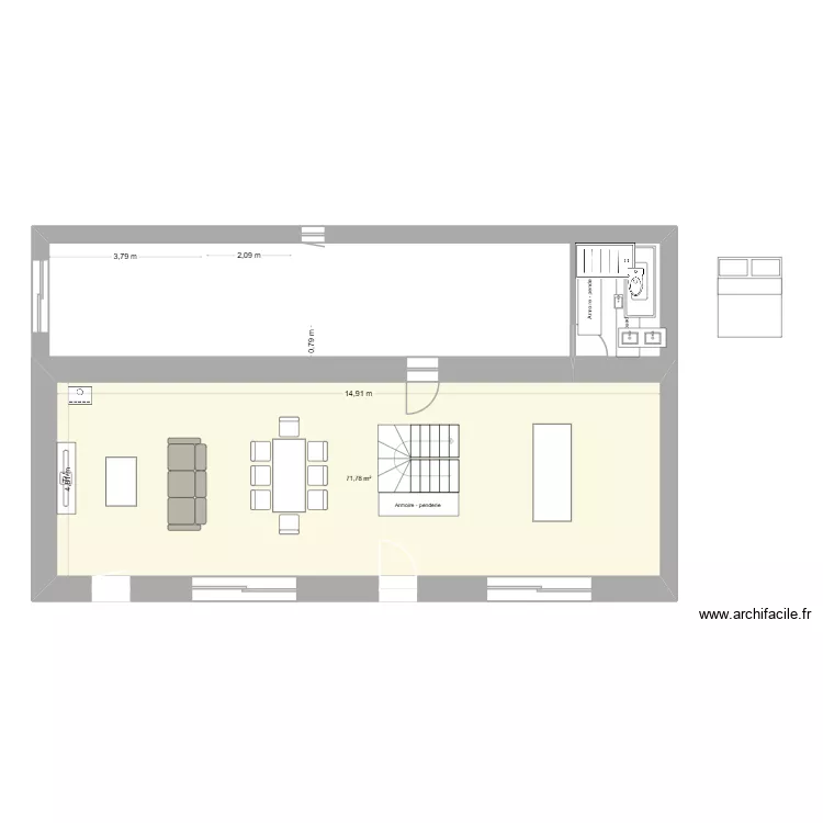 Jeanne et Yann. Plan de 1  et 72 m²