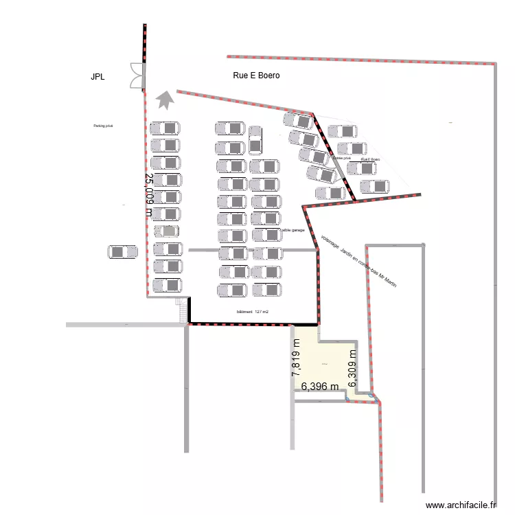 parking 22. Plan de 1  et 53 m²