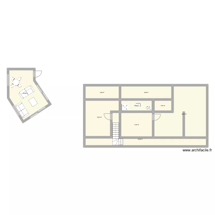 Violette#1. Plan de 9  et 121 m²