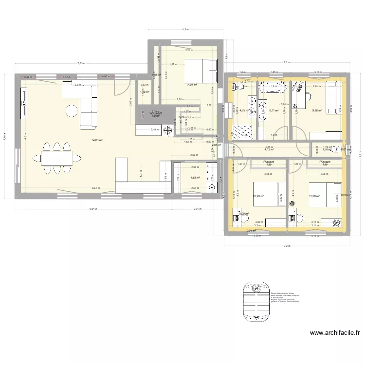 PLAN POUR AMENAGEMENT INTERIEUR. Plan de 36 pièces et 450 m²