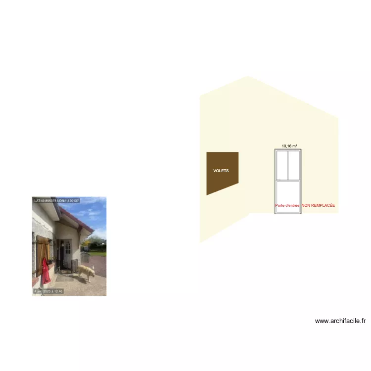 LEGOIS FACE OUEST PORTE D'ENTR&Eacute;E. Plan de 