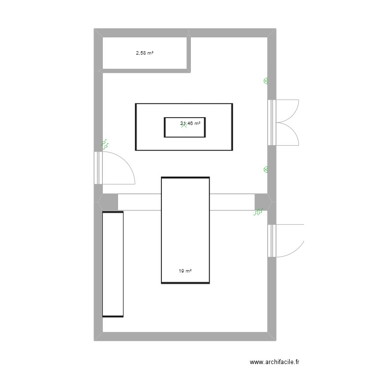 steidle barlin. Plan de 3 pièces et 43 m2