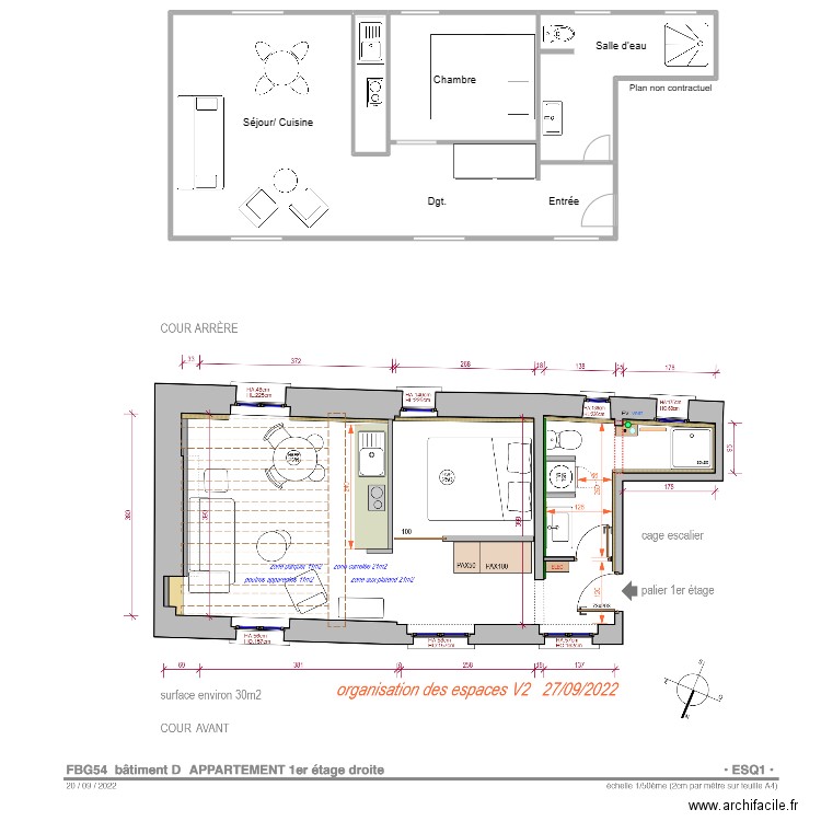 grynblat. Plan de 4 pièces et 612 m2