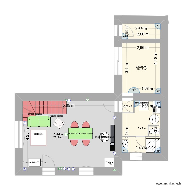 cuisine salon sdb rdc. Plan de 0 pièce et 0 m2