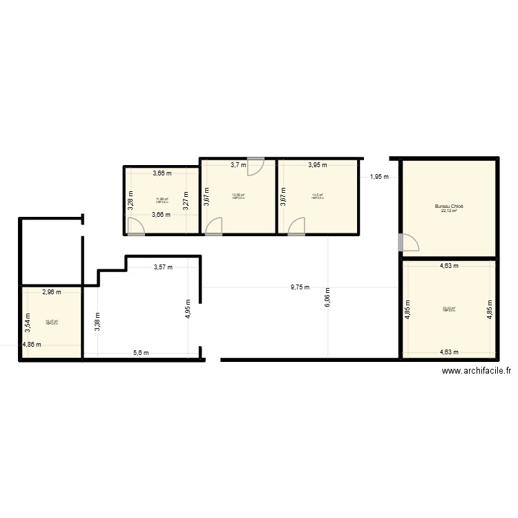 ate eb. Plan de 6 pièces et 95 m2