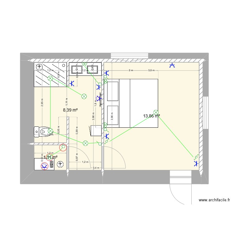 Poumellec Salon Béarnais. Plan de 3 pièces et 23 m2