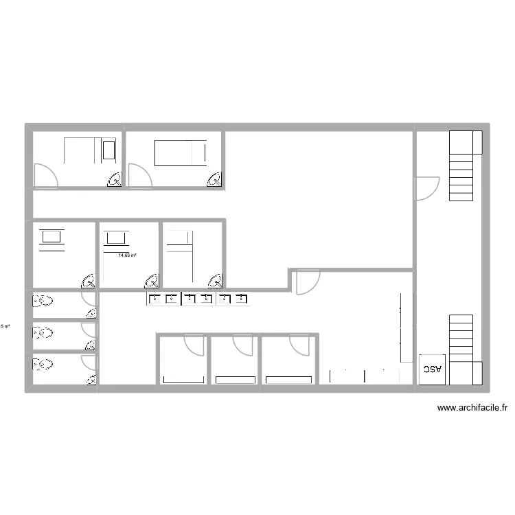 etage 2. Plan de 10  et 129 m²