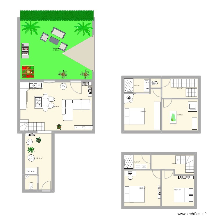 Mv2 maison. Plan de 13 pièces et 155 m2